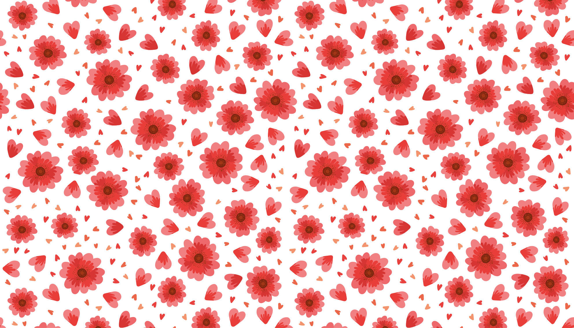 Tapete vinílico flores e plantas padrão de coração floral - TenStickers