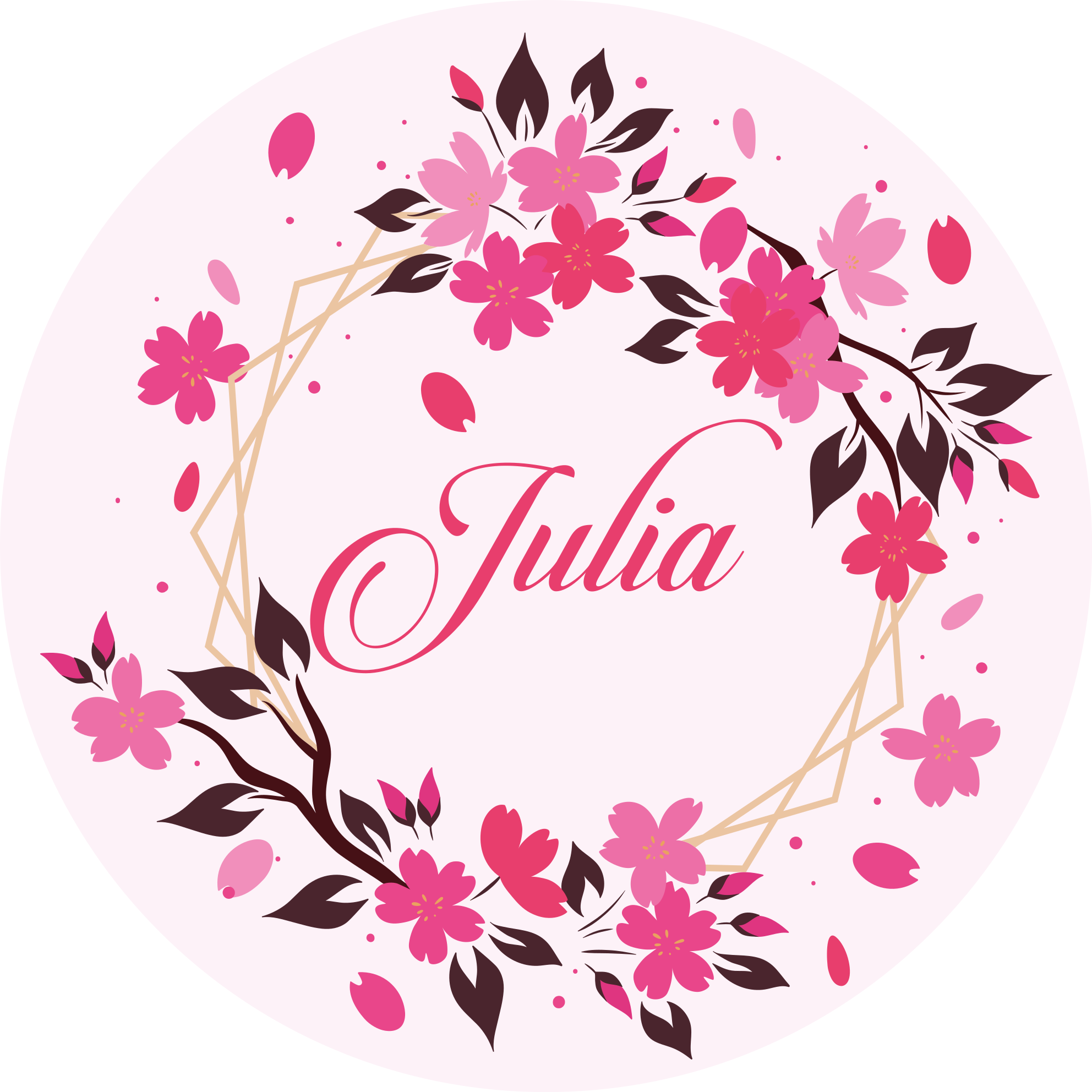 Tapete vinílico quarto coroa botânica com nome - TenStickers