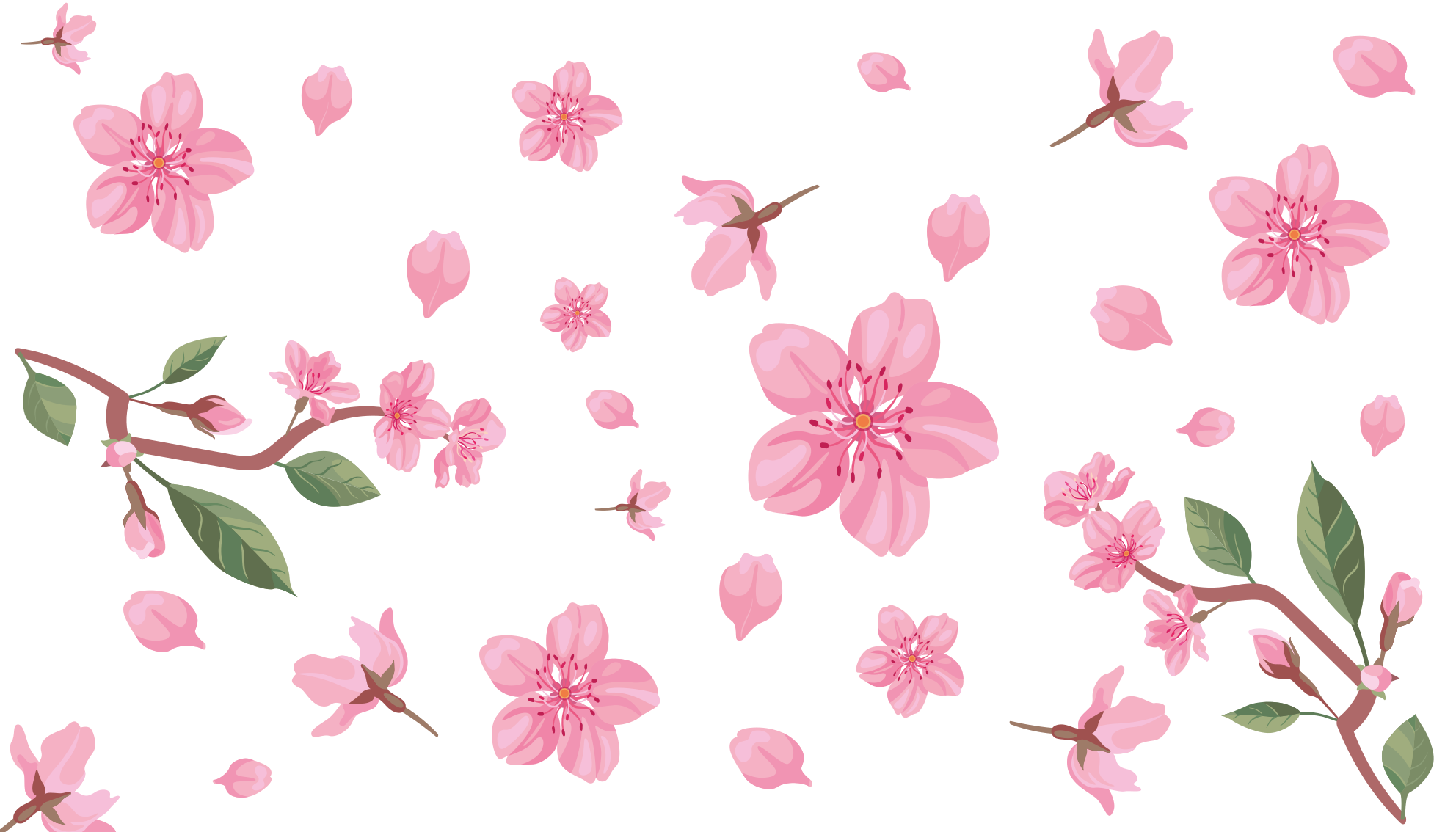 Tapete vinílico flores e plantas motivo de flor rosa - TenStickers