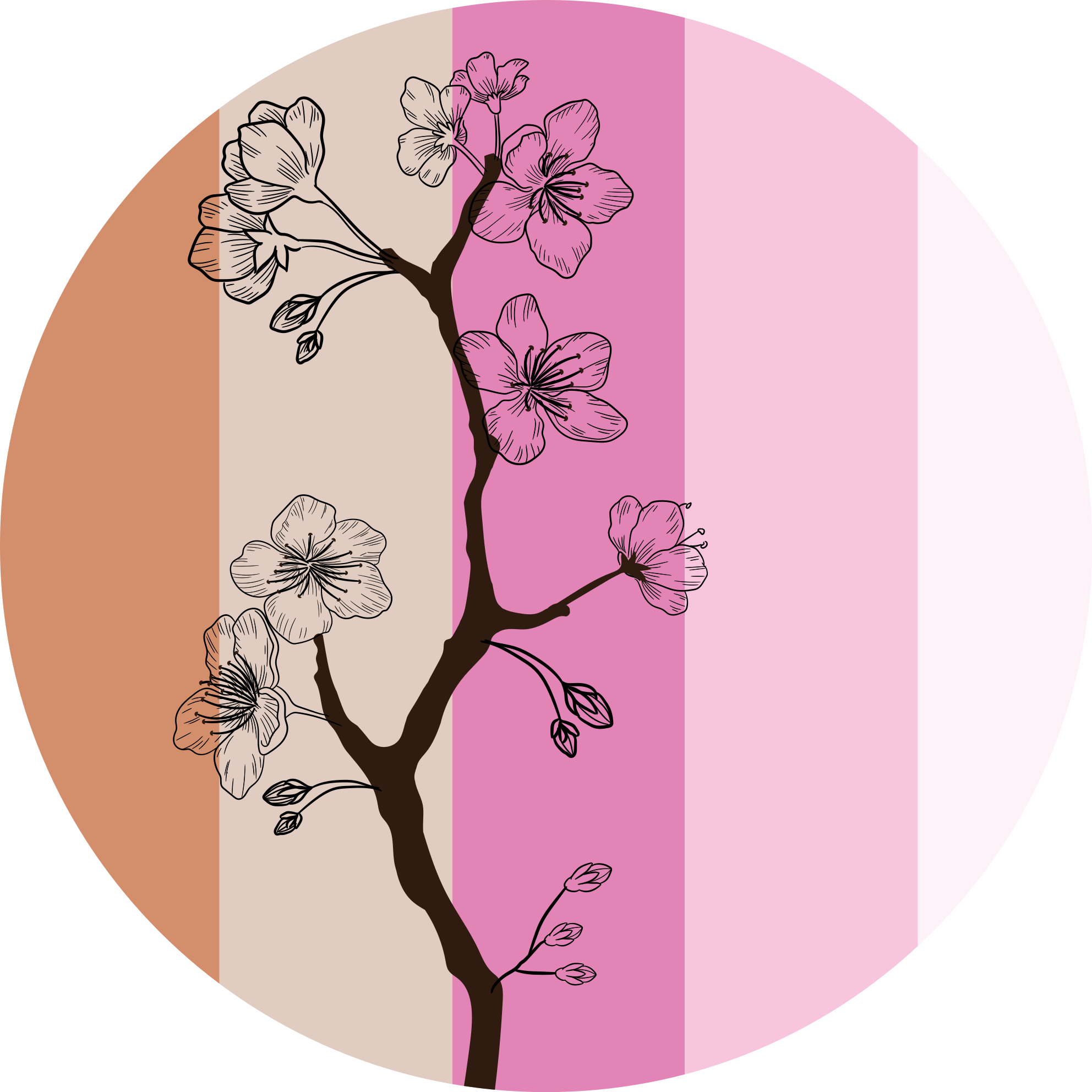 Tapete vinílico flores e plantas elegância das cerejeiras - TenStickers