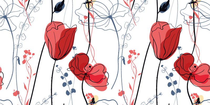 Tapete vinílico flores e plantas graça da flor carmesim - TenStickers