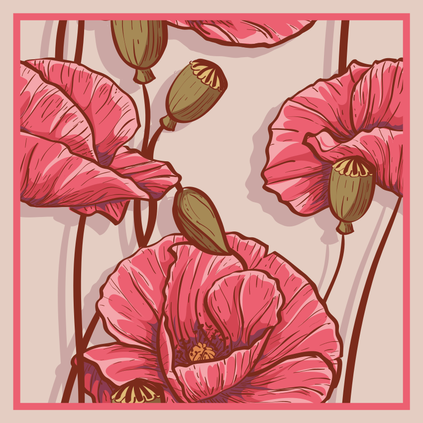 Tapete vinílico flores e plantas design floral elegante - TenStickers