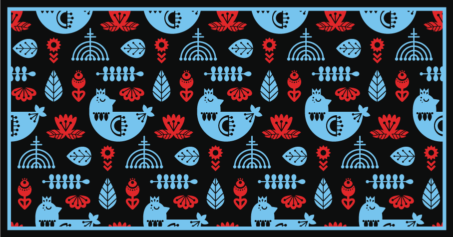 Tapete vinílico de animais padrões folclóricos coloridos - TenStickers