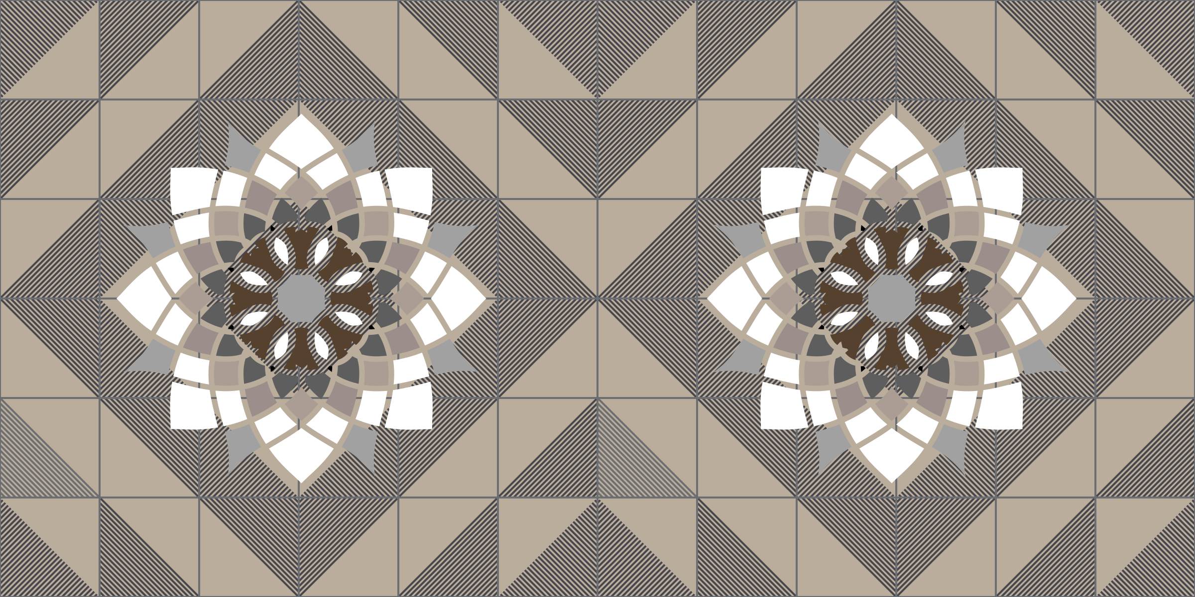 Tapete vintage bege preto com padrão vintage - TenStickers