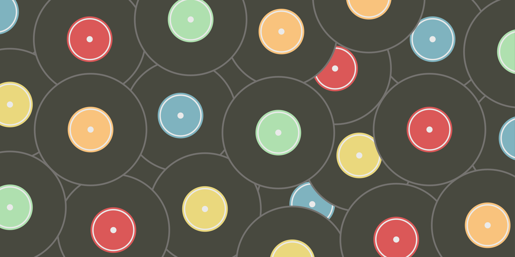 Tapete vinílico juvenil discos de vinil vibrantes - TenStickers