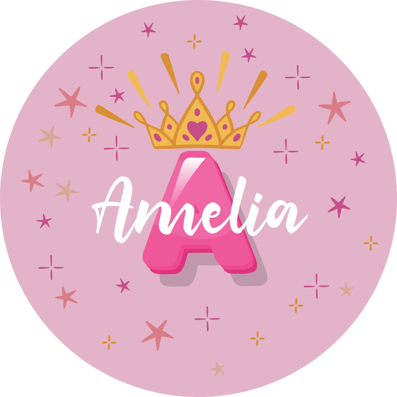 Tapete em vinil infantil nome personalizado de princesa - TenStickers