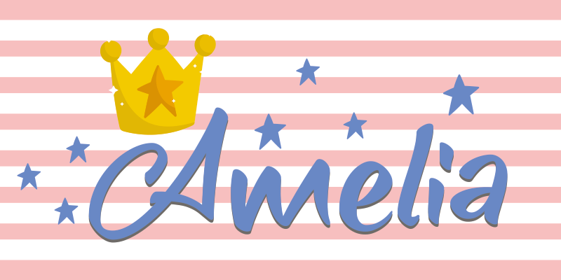 Tapete em vinil infantil coroa e estrelas personalizadas - TenStickers