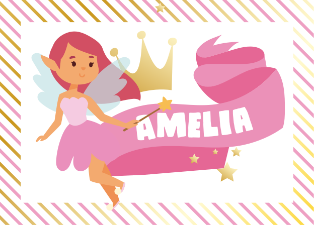 Tapete em vinil infantil princesa fada personalizada - TenStickers