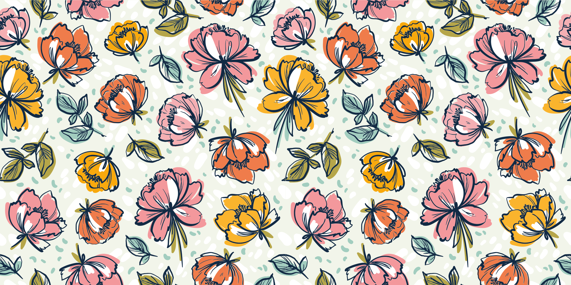 Tapete vinílico flores e plantas projeto de jardim florido - TenStickers