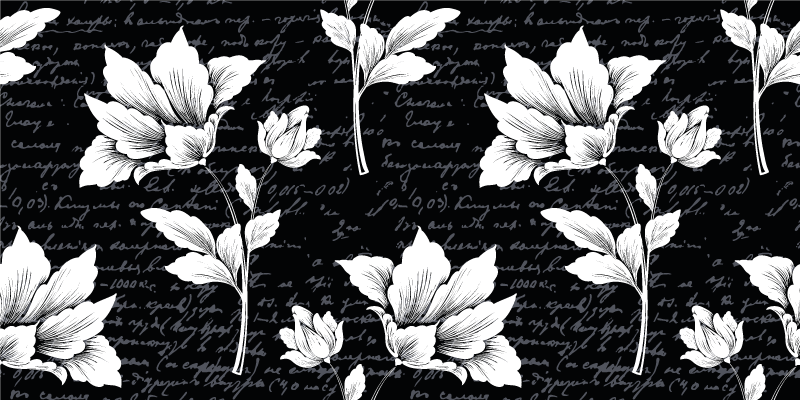 Tapete vinílico flores e plantas elemento botânico gracioso - TenStickers