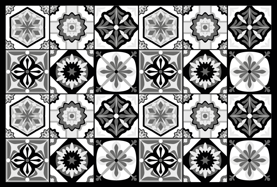 Tapete vinílico azulejos padrão cinza elegante - TenStickers