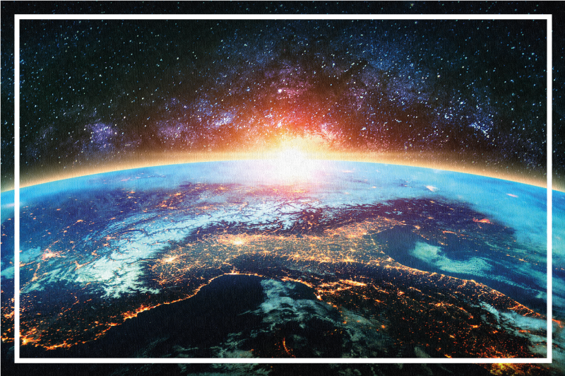 Tapete vinílico de mapa mundial vista planetária - TenStickers