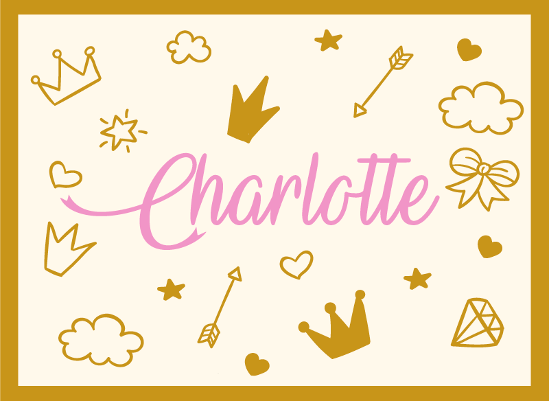 Tapete vinílico com nome tema de princesa - TenStickers