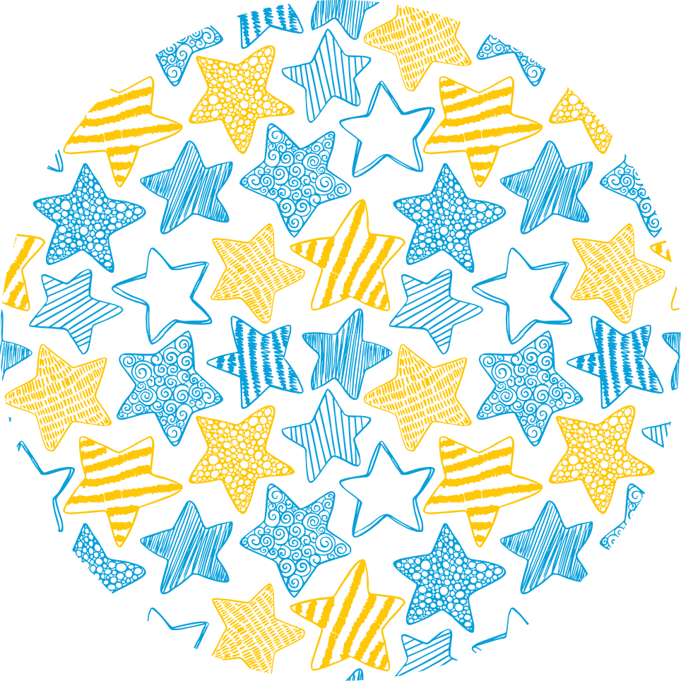 Tapete vinílico estrelas design amarelo e azul - TenStickers