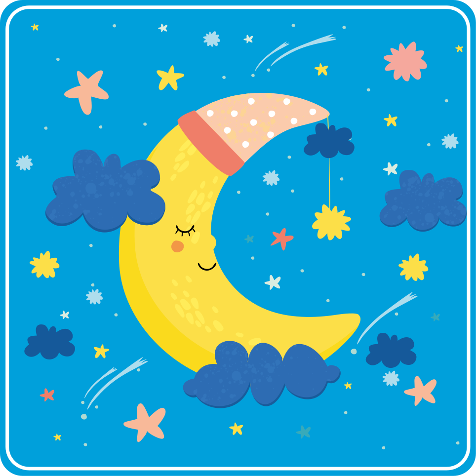 Lua com boné noturno e tapete de vinil com estrelas - TenStickers