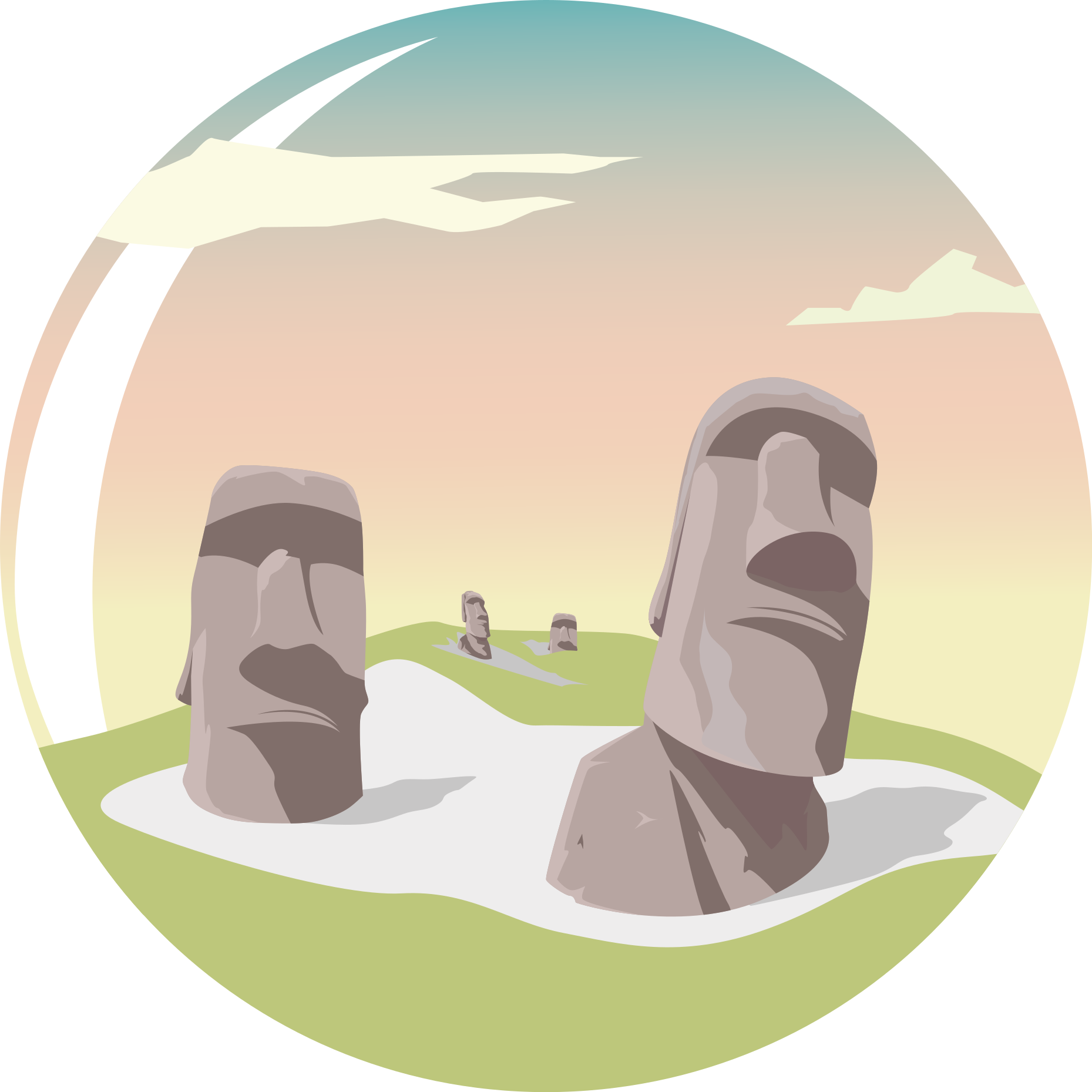 Tapete vinílico natureza silhuetas de pedras moai - TenStickers