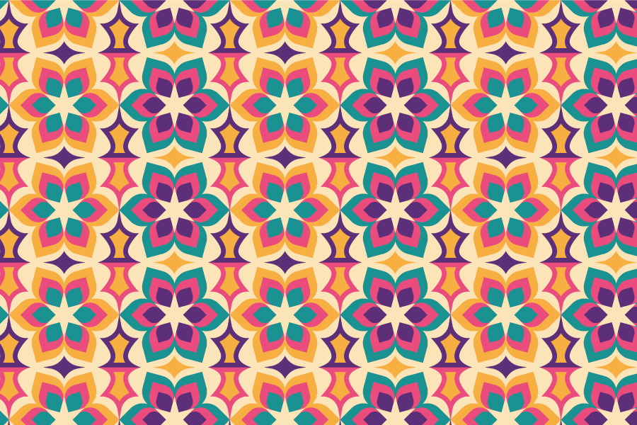Tapete vinílico mosaico arranjo floral animado - TenStickers