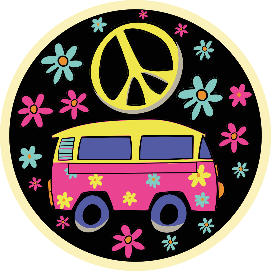 Microônibus com tapete vintage do símbolo da paz - TenStickers