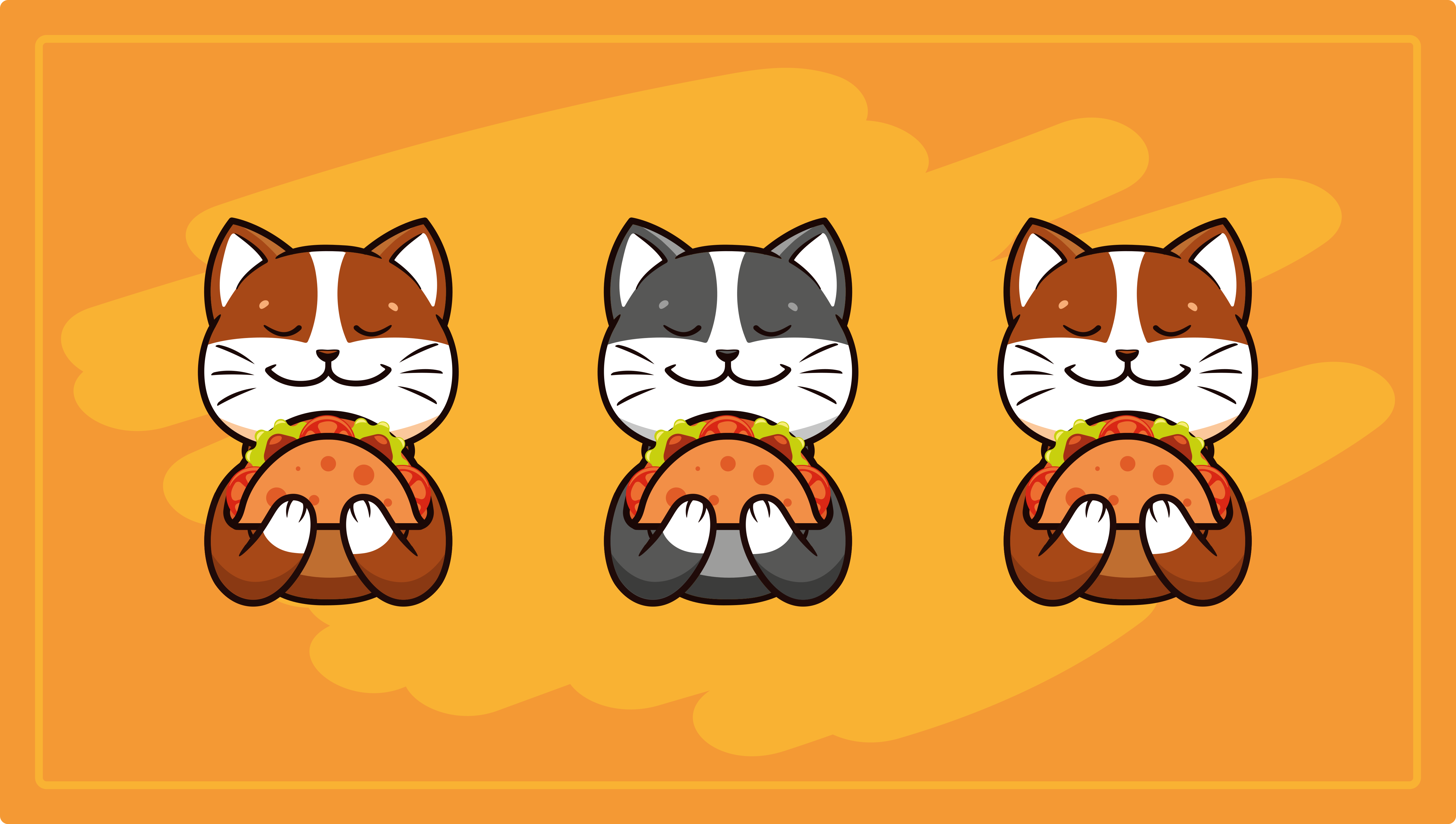 Tapete em vinil infantil trio de gatos felizes - TenStickers