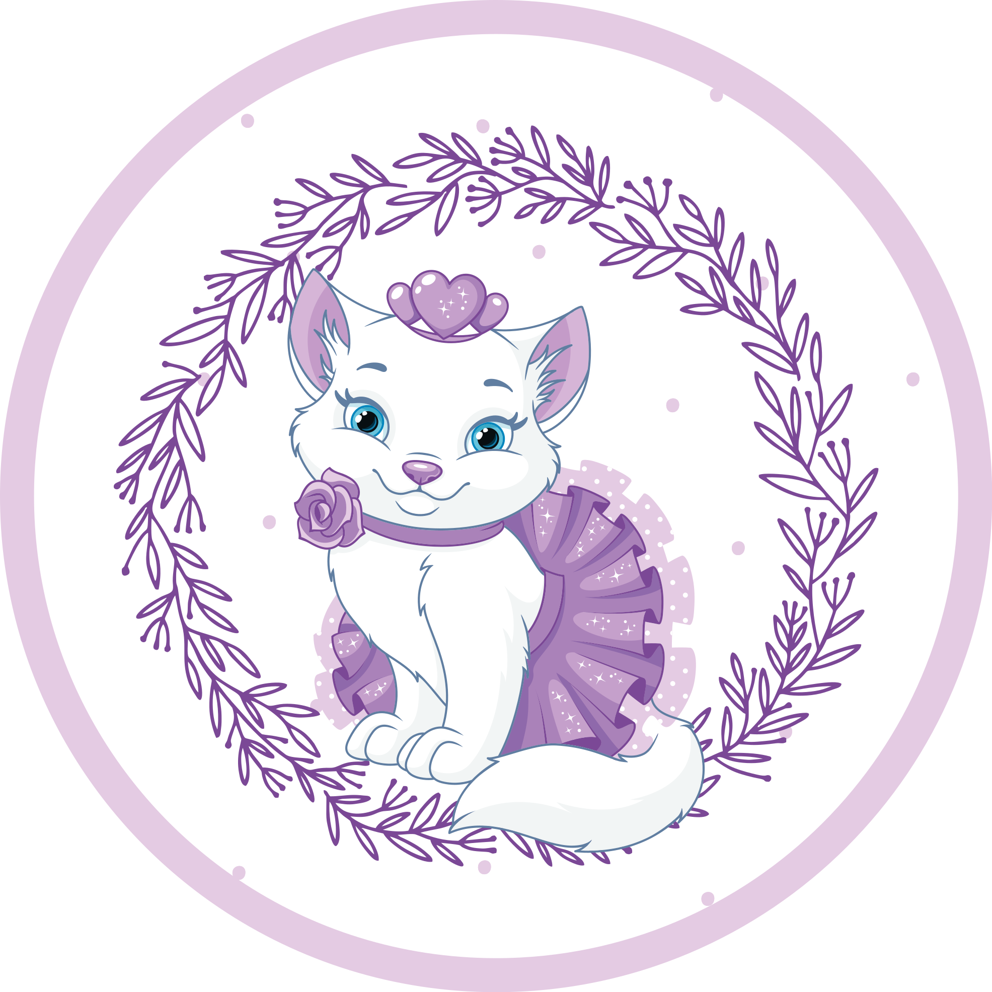 Tapete vinílico para bebés gatinho floral roxo - TenStickers