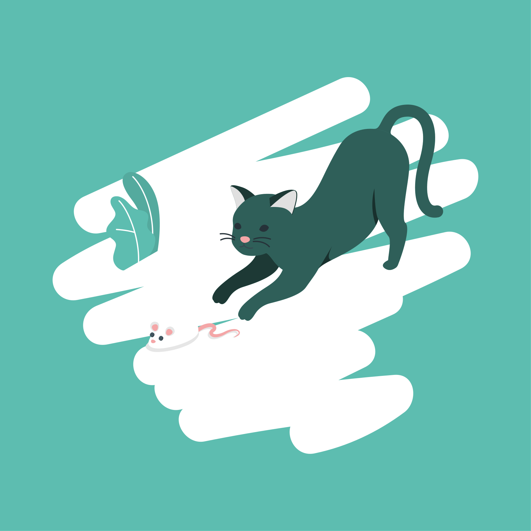 Tapete vinílico quarto perseguição lúdica de gato - TenStickers