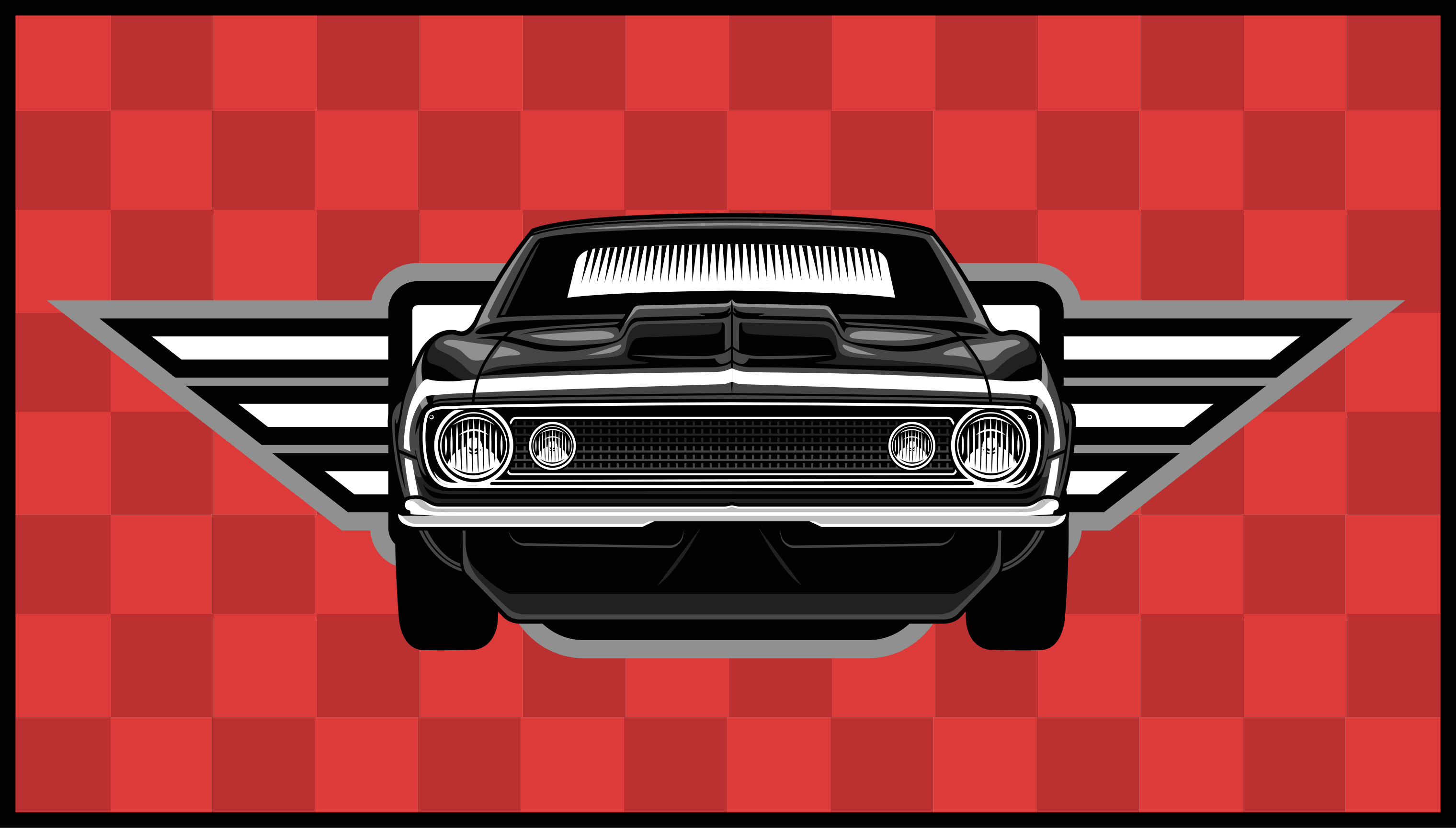 Tapete em vinil infantil muscle car xadrez - TenStickers