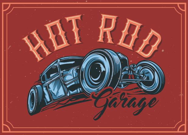 Tapete vinílico vintage tema hot rod - TenStickers