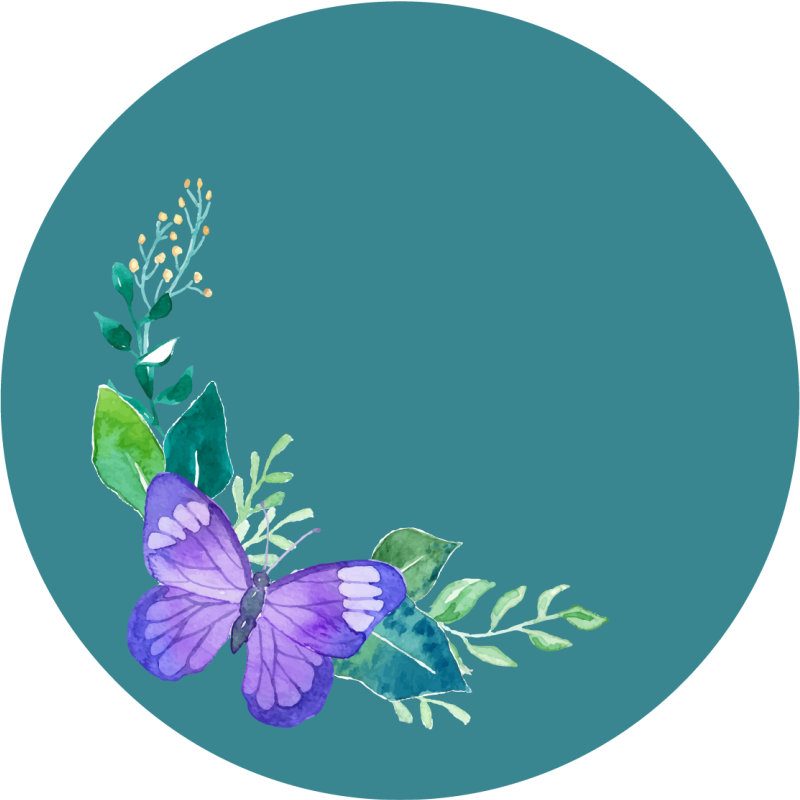 Tapete vinílico flores e plantas motivo botânico borboleta - TenStickers