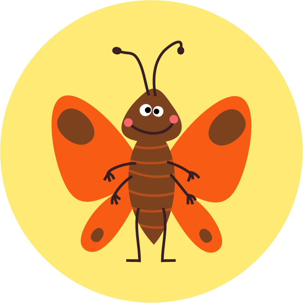 Tapete vinílico infantis personagem borboleta alegre - TenStickers