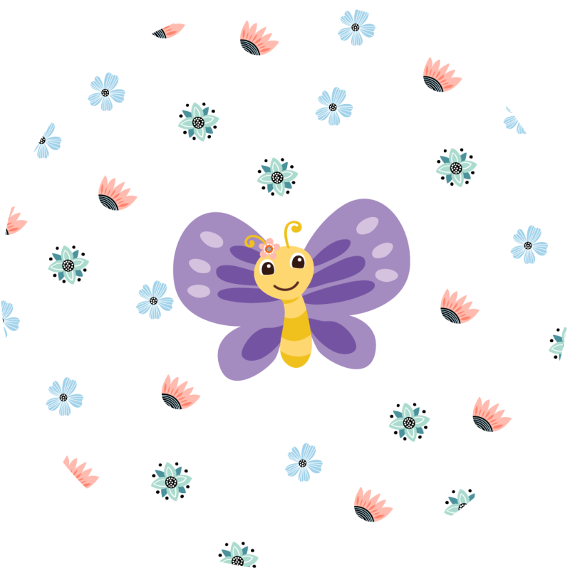 Tapete vinílico infantis desenho de borboleta roxa - TenStickers