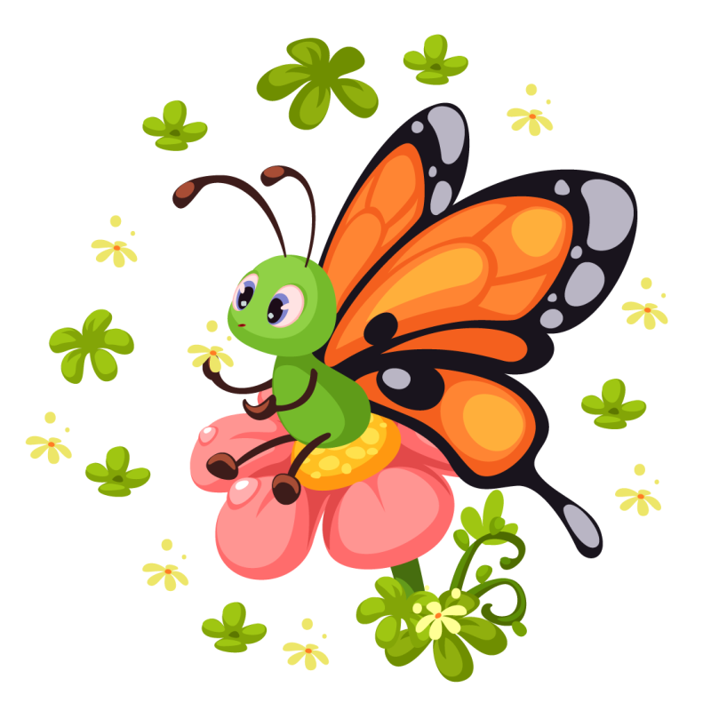 Tapete vinílico infantis alegria da borboleta colorida - TenStickers