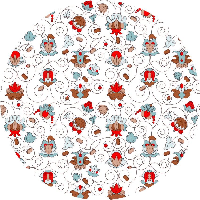 Tapete vinílico flores e plantas espiral botânico circular - TenStickers