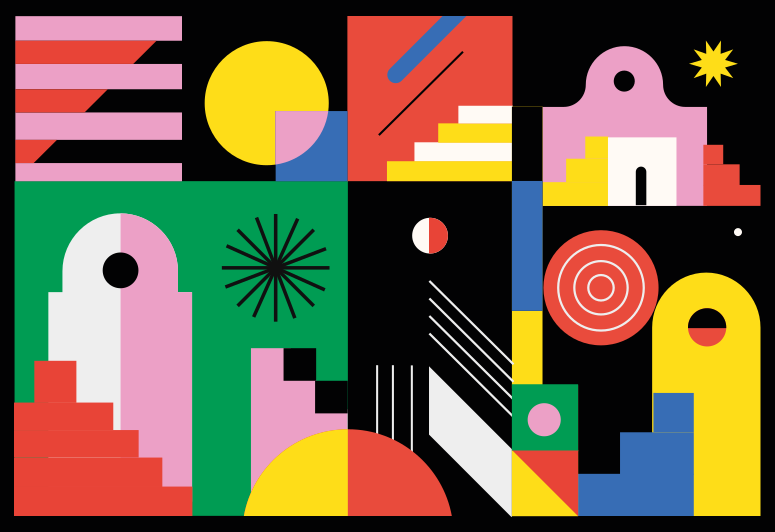 Tapete vinílico geométricas formas modernas e ousadas - TenStickers