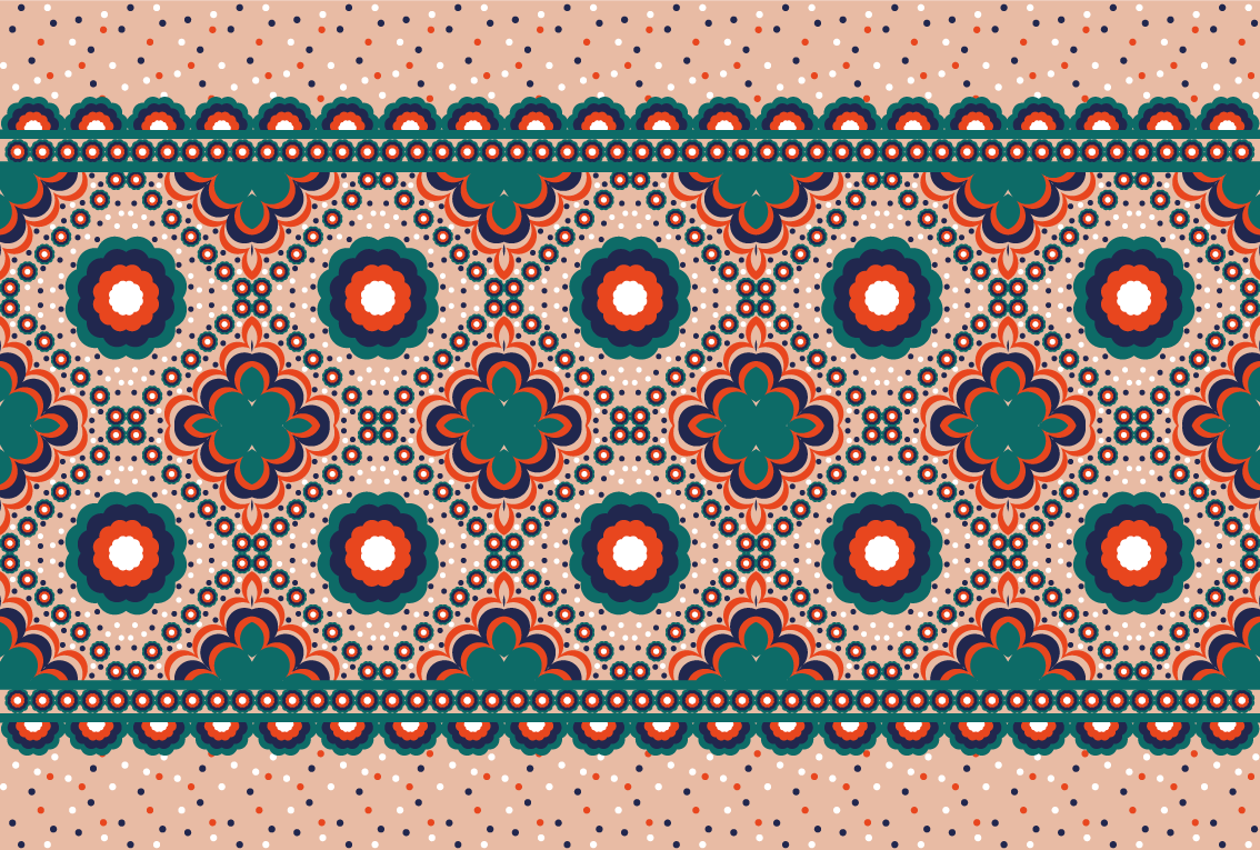 Tapete vinílico etnicas motivo floral ousado - TenStickers