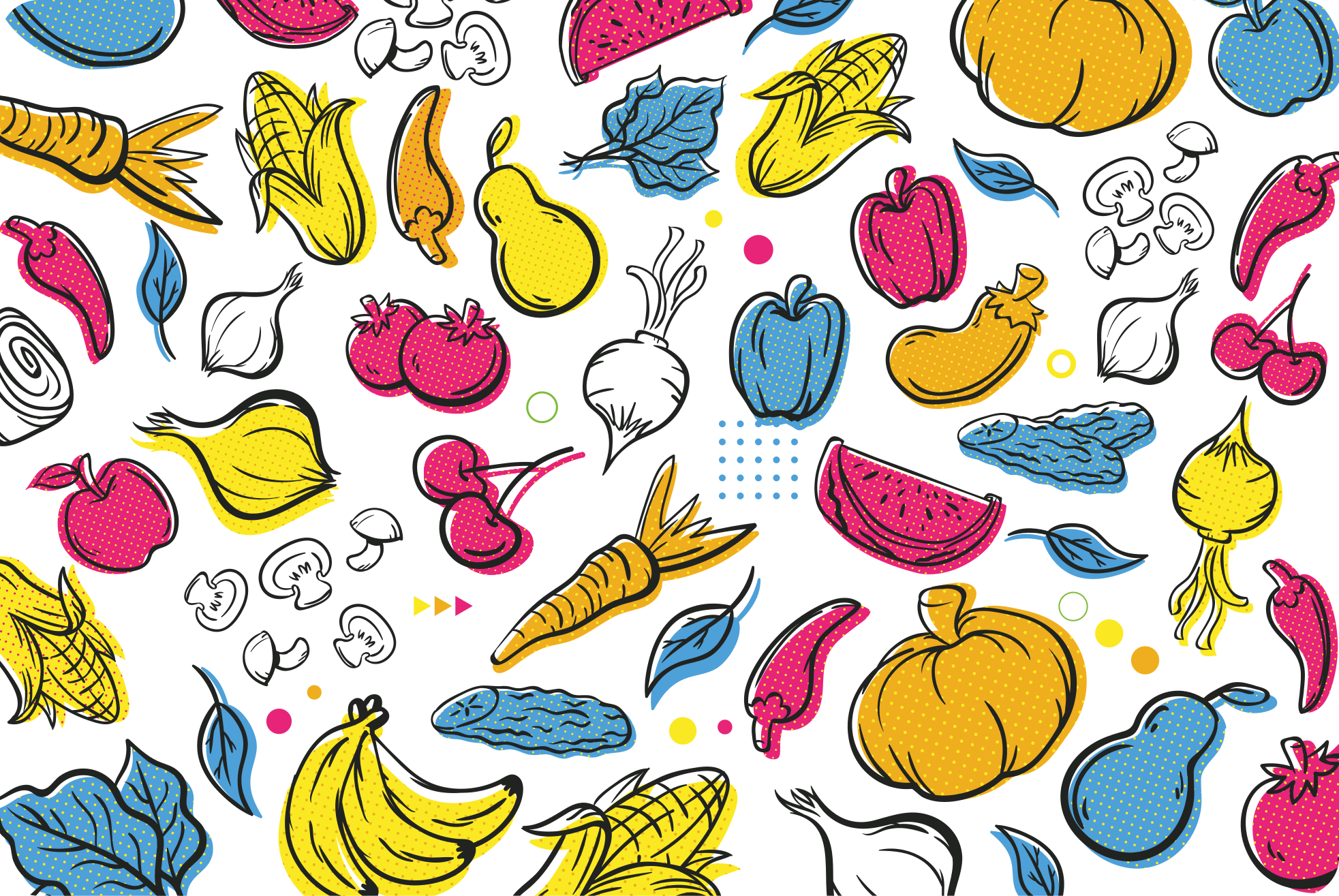 Tapete vinílico cozinha ilustração de frutas vibrantes - TenStickers
