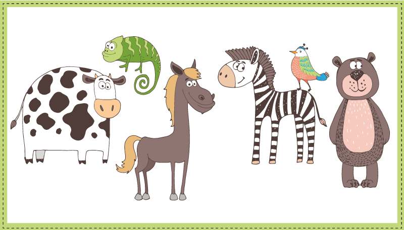 Tapete vinílico infantis amigos animais fofos - TenStickers