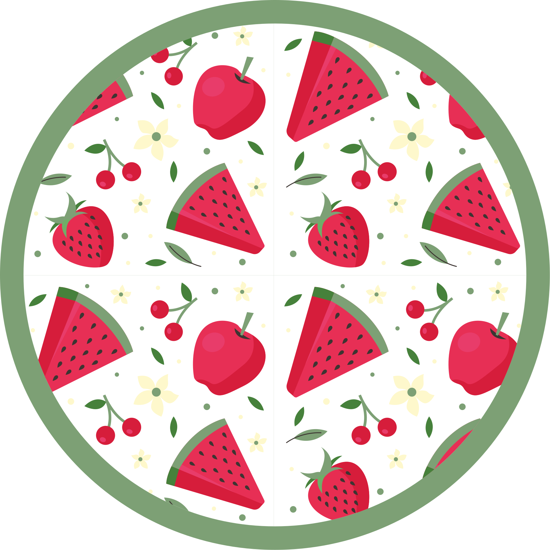 Tapete vinílico cozinha padrão floral de frutas - TenStickers