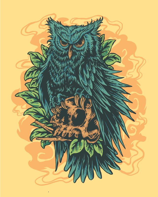 Tapete vinílico estampa de animal arte de coruja mística - TenStickers