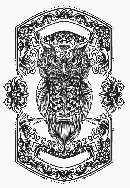 Tapete vinílico de mandala motivo de coruja intrincado - TenStickers