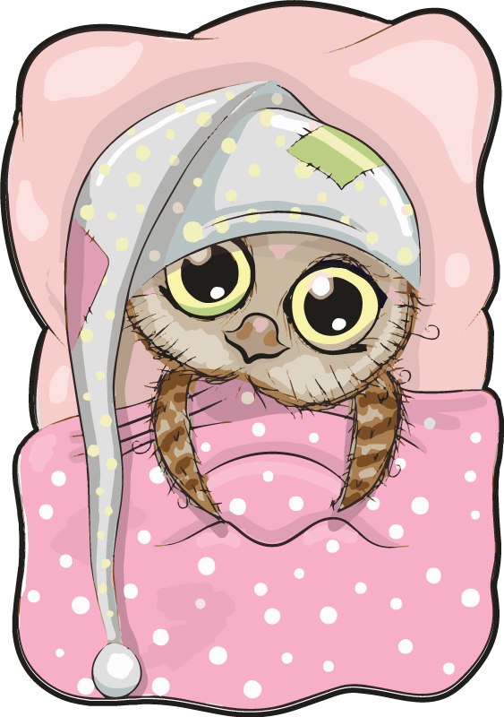 Tapete vinílico infantis coruja fofa dormindo - TenStickers