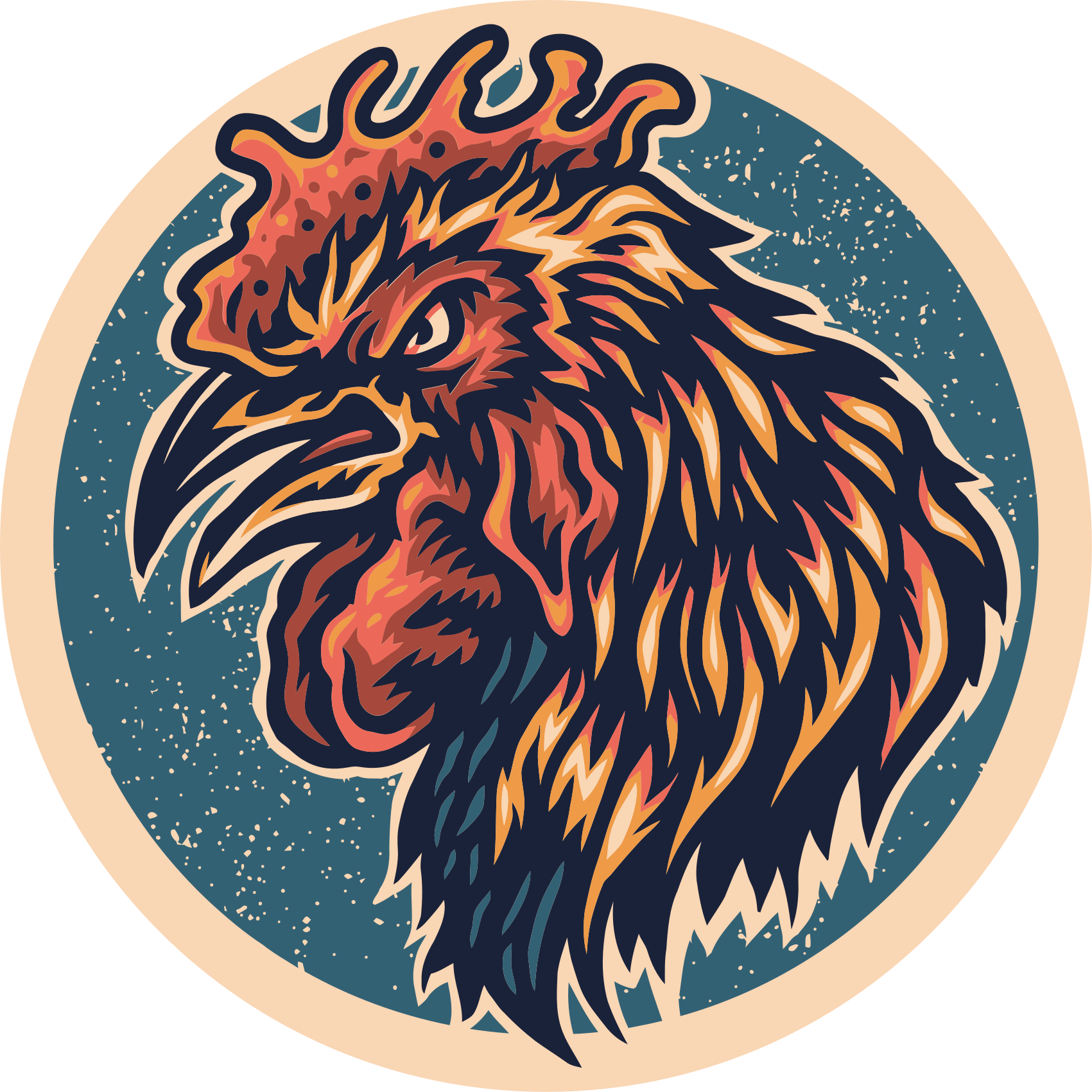 Tapete vinílico juvenil ilustração de cabeça de galo - TenStickers