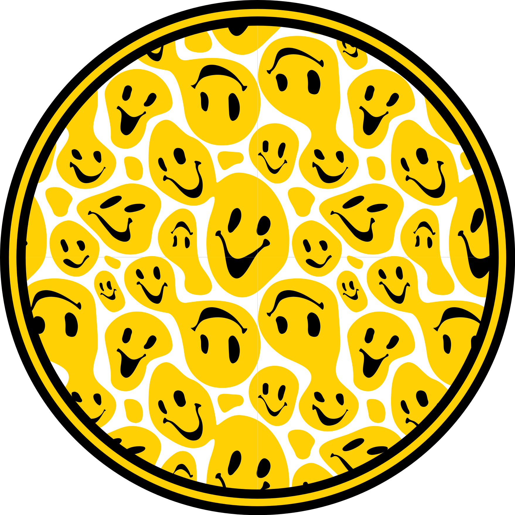 Emoticons de sorriso branco e amarelo tapete de vinil juvenil - TenStickers