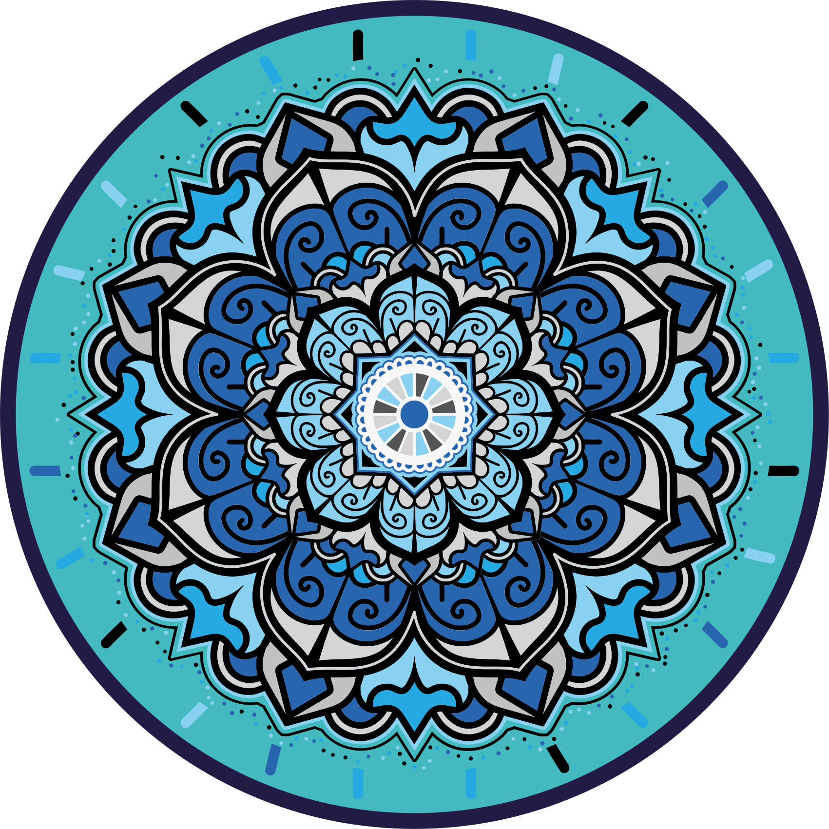 Tapete de vinil floral em tons de azul - TenStickers