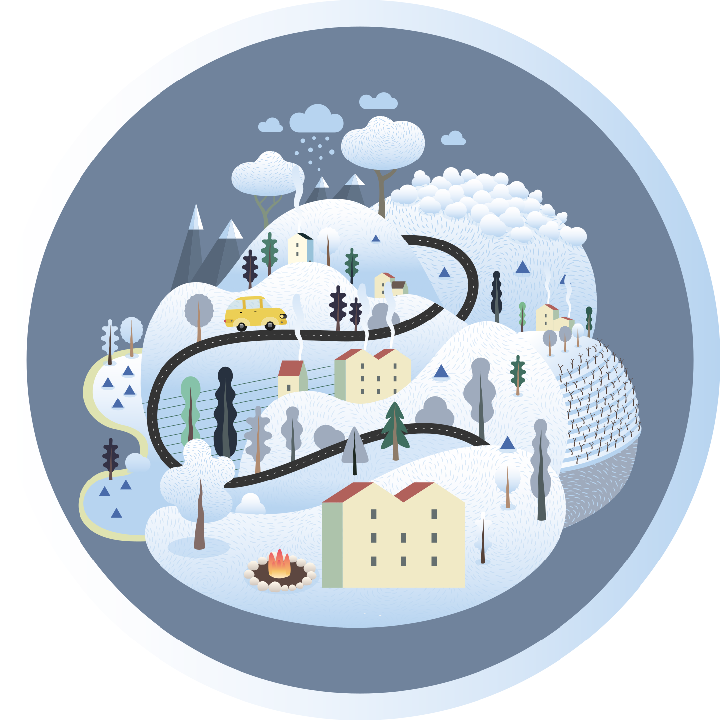 Tapete vinílico de estradas jornada de paisagens caprichosas - TenStickers