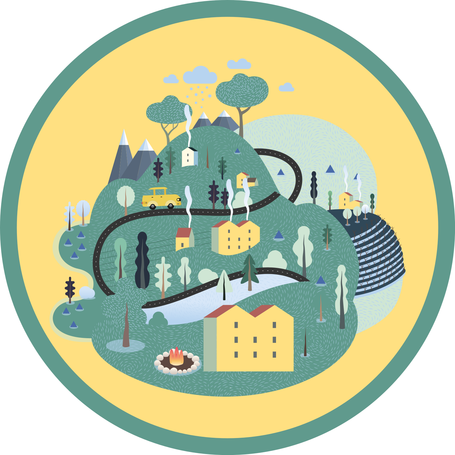 Tapete vinílico de estradas jornada paisagística lúdica - TenStickers