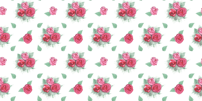 Tapete vinílico flores e plantas conjunto de rosas - TenStickers