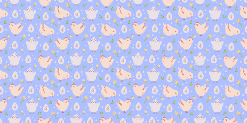 Tapete em vinil infantil motivo de galinhas encantadoras - TenStickers