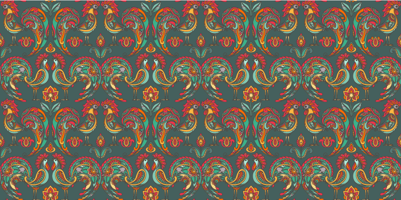 Tapete vinílico mosaico motivos folclóricos coloridos - TenStickers