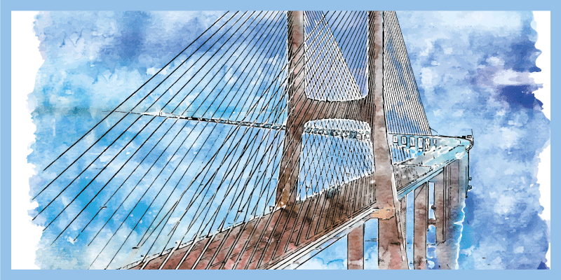 Tapete vinílico sala de estar ilustração de ponte - TenStickers