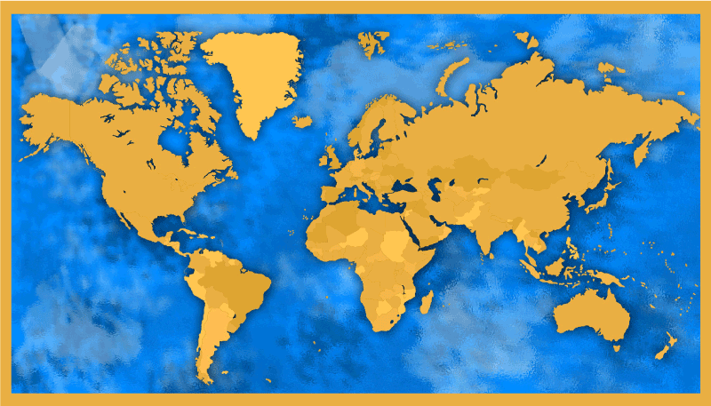 Tapete vinílico de mapa mundial cartografia dourada e azul - TenStickers